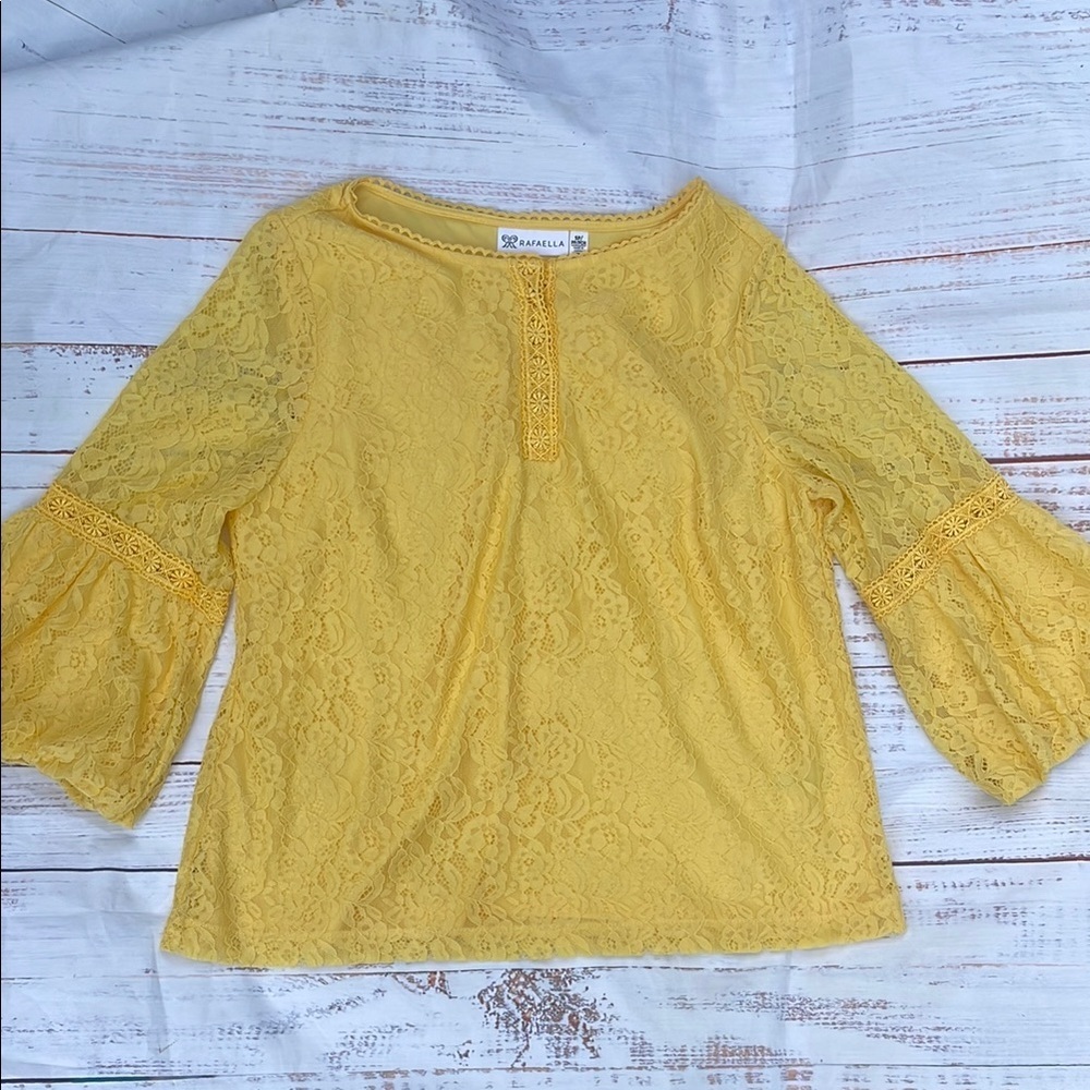 Rafaella Yellow Bell Sleeve Ruffled Blouse